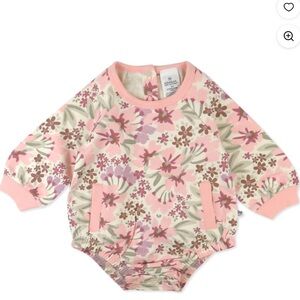 The Honest Company Pink Cream Floral Long-Sleeve Baby One-Piece